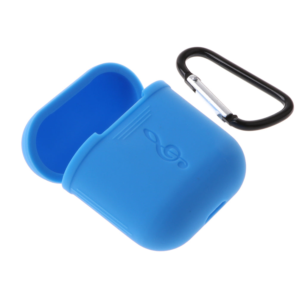 Music Model Silicone Protective Case with Keychain for Apple AirPods Blue