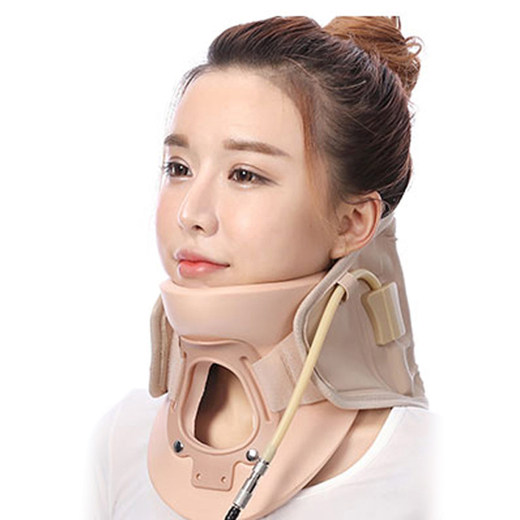 Cervical Neck Traction Device Air Inflatable Brace Support Belt Yellow