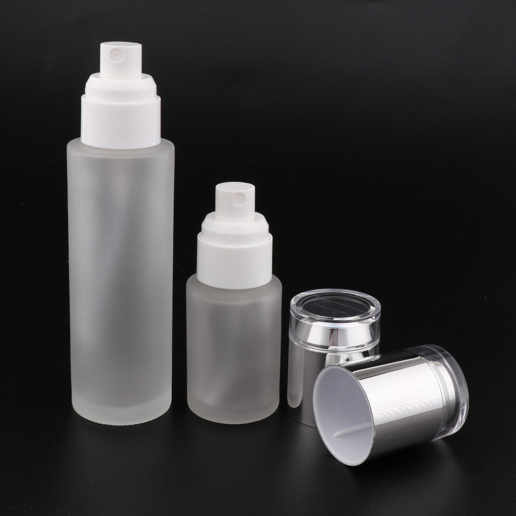 2 Pieces Glass spray Bottles Refillable Cosmetic Container 30ml/80ml Silve