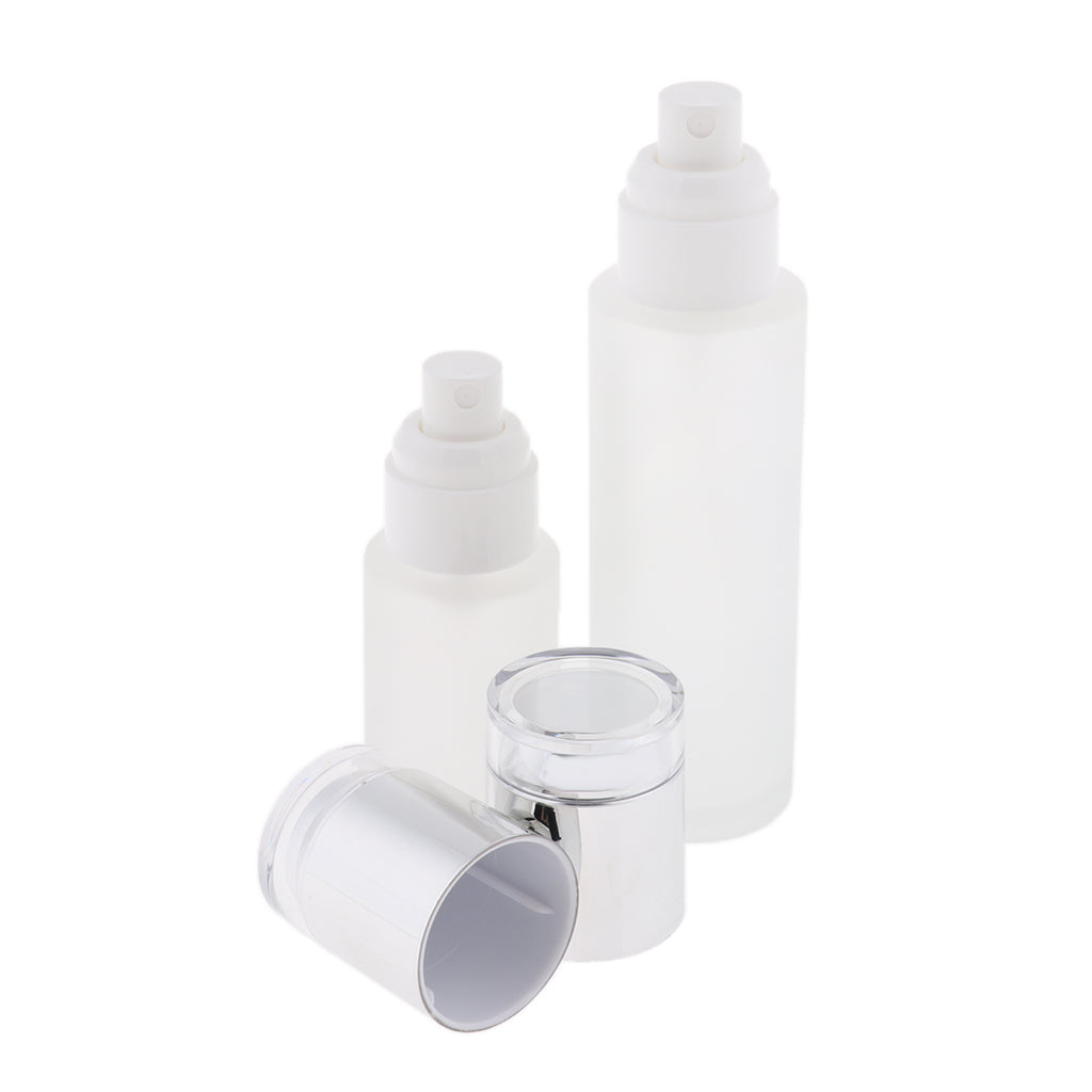 2 Pieces Glass spray Bottles Refillable Cosmetic Container 30ml/80ml Silve