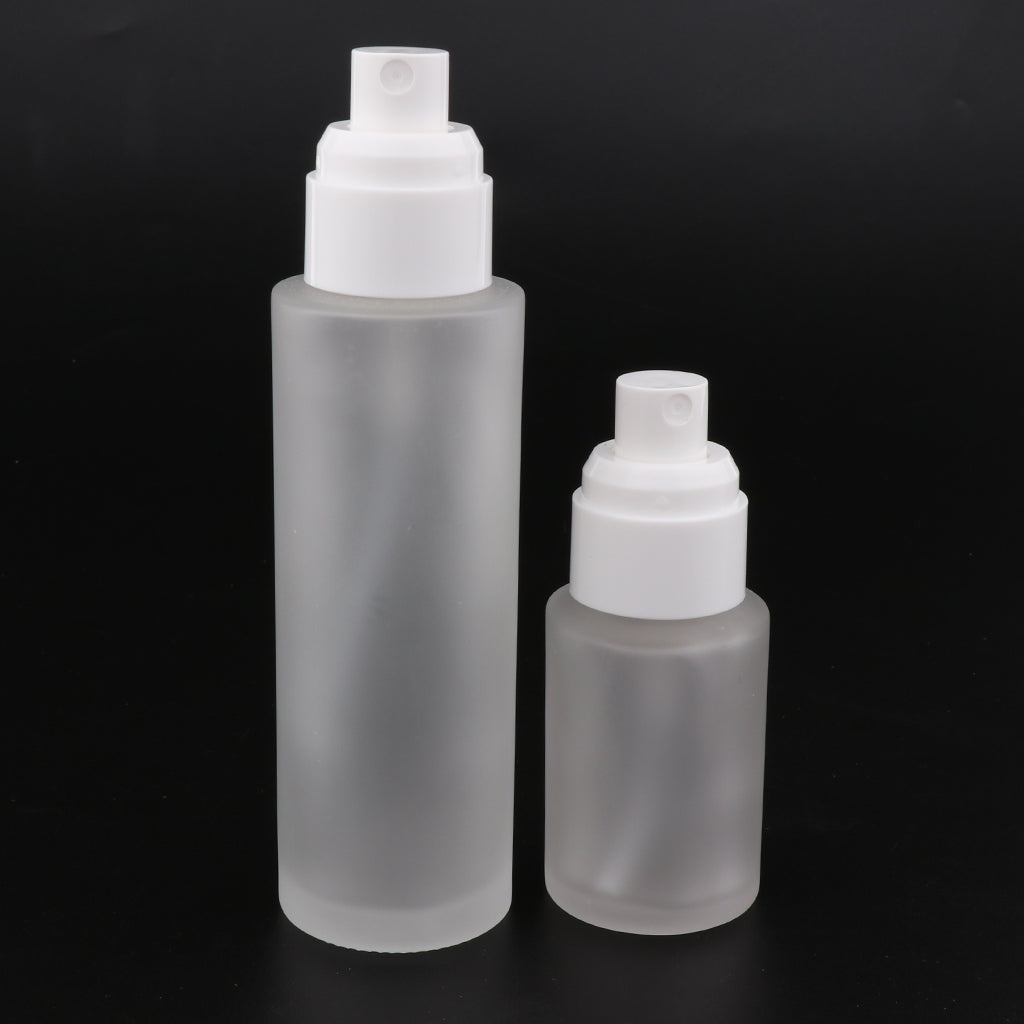 2 Pieces Glass spray Bottles Refillable Cosmetic Container 30ml/80ml Silve