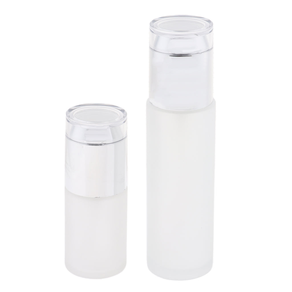 2 Pieces Glass spray Bottles Refillable Cosmetic Container 30ml/80ml Silve