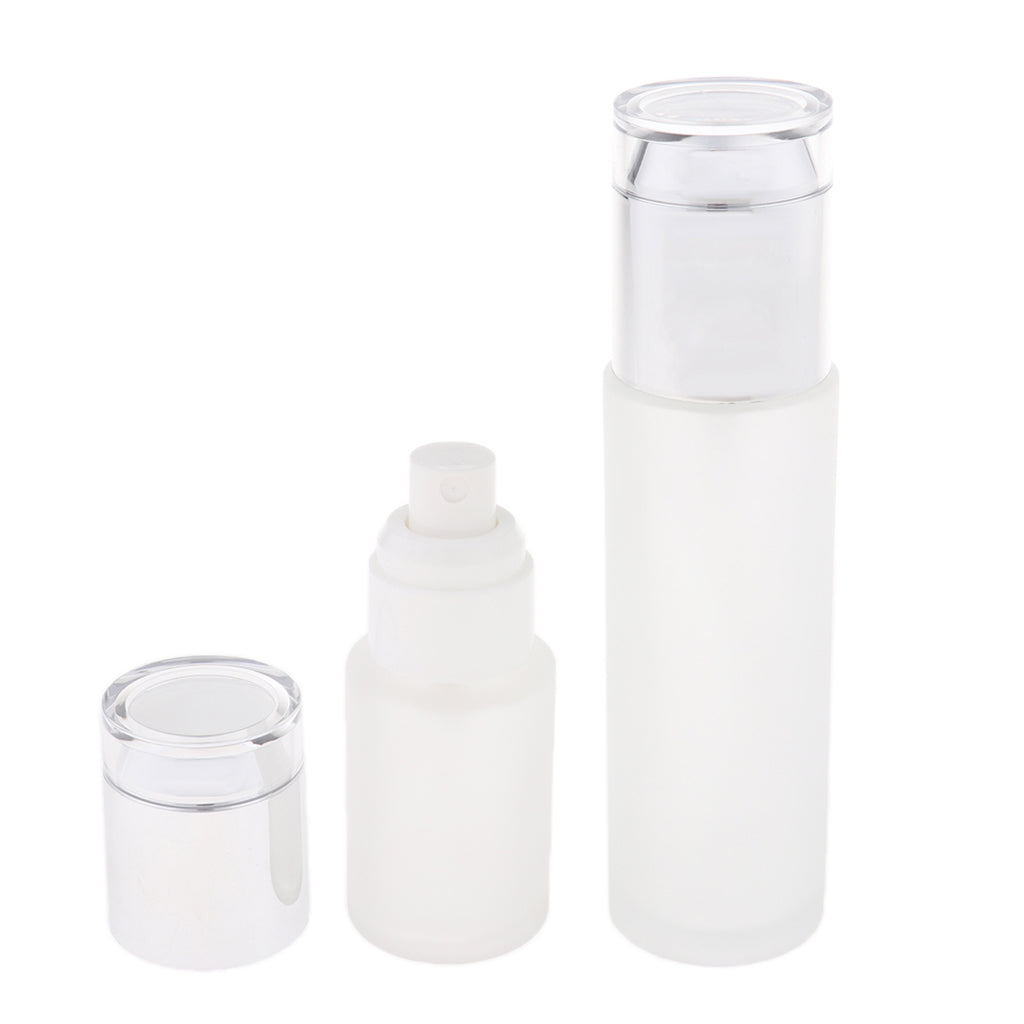 2 Pieces Glass spray Bottles Refillable Cosmetic Container 30ml/80ml Silve