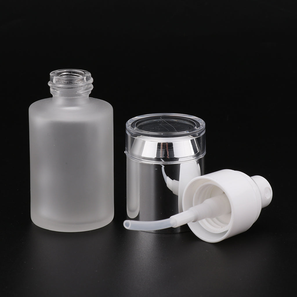 2 Pieces Glass spray Bottles Refillable Cosmetic Container 30ml/80ml Silve