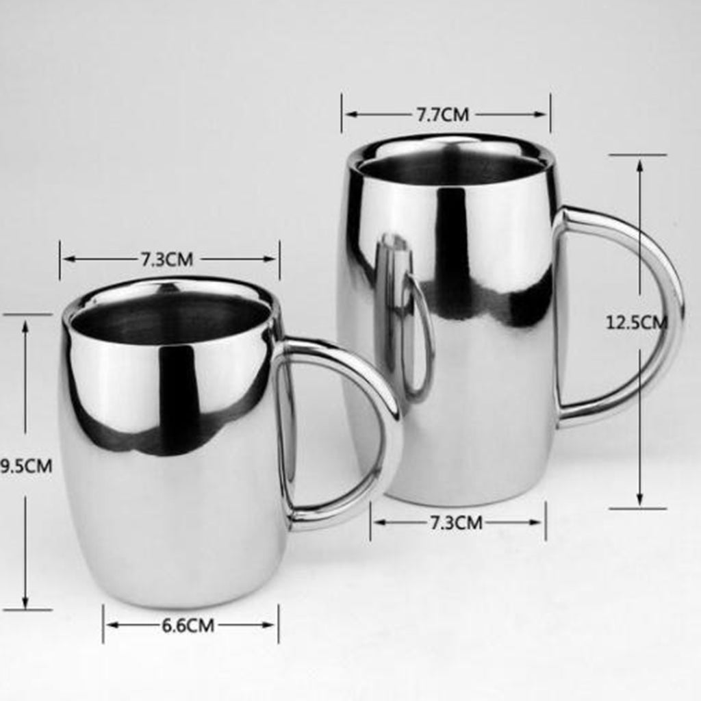 Double Wall Insulated Coffee Beer Tea Mugs Kids Drinking Mug Stainless 350ml