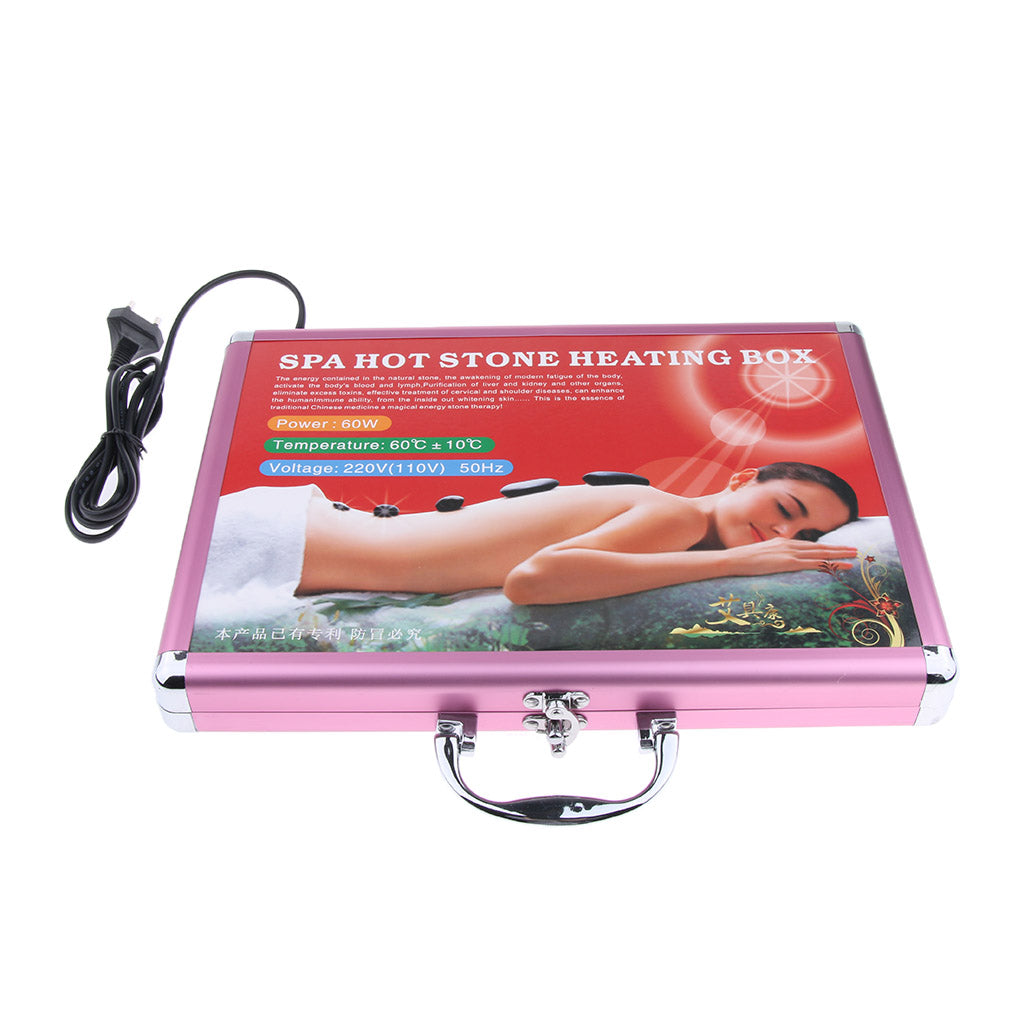 Pink Hot Stone Rock Heating Box Massage Stone Warmer Case Heater EU Plug