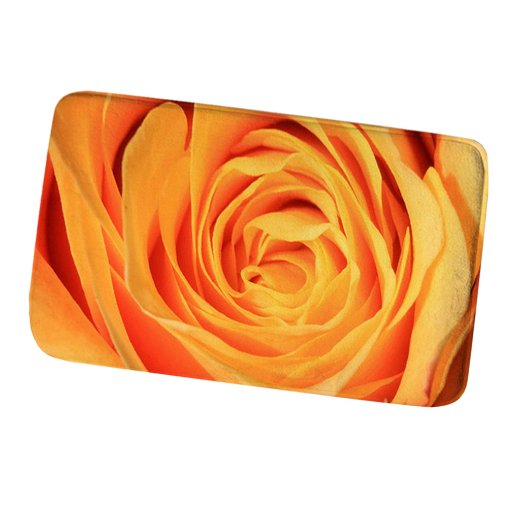 Kitchen Floor Mat Comfort Anti Slip Flannel Indoor Bahroom Rug Orange Rose