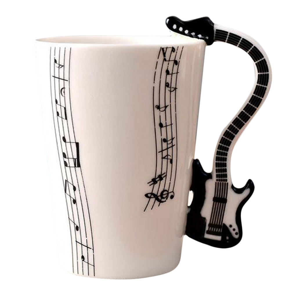 Ceramic Cup Coffee Mug Instrument Mug Creative Gift Black Guitar Stave 1