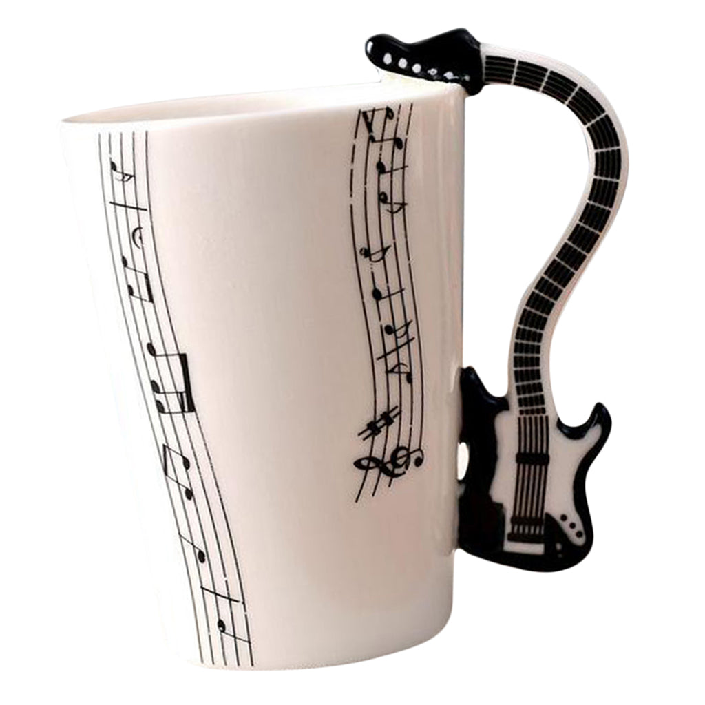 Ceramic Cup Coffee Mug Instrument Mug Creative Gift Black Guitar Stave 1