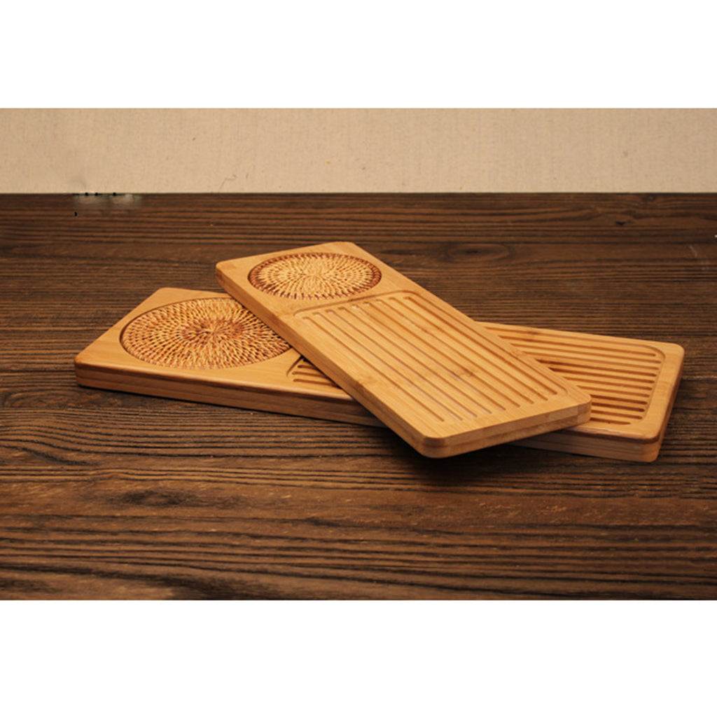 Taiwan Style Portable Autumn Cany Mat Bamboo Tea Tray Teaware Organizer S