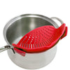 Kitchen Silicone Food Pan Clip Pan Strainer Pot Drainer Sieve Colander Red