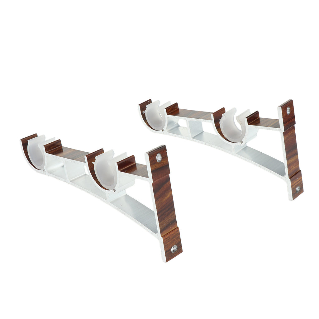 2Pcs Aluminum Alloy Curtain Double Pole Bracket Redwood for Dia 28mm Rod