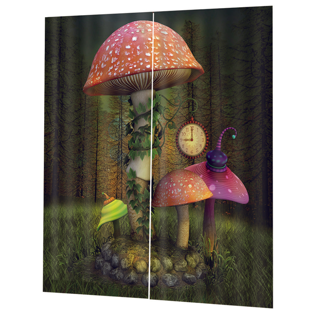 Colorful Digital Printing Mushroom curtain Insulated 3D Curtain Style-1