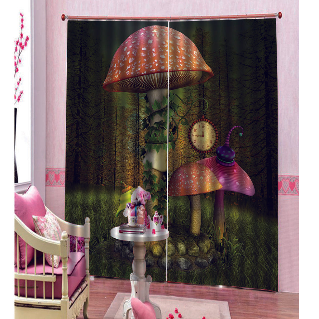 Colorful Digital Printing Mushroom curtain Insulated 3D Curtain Style-1