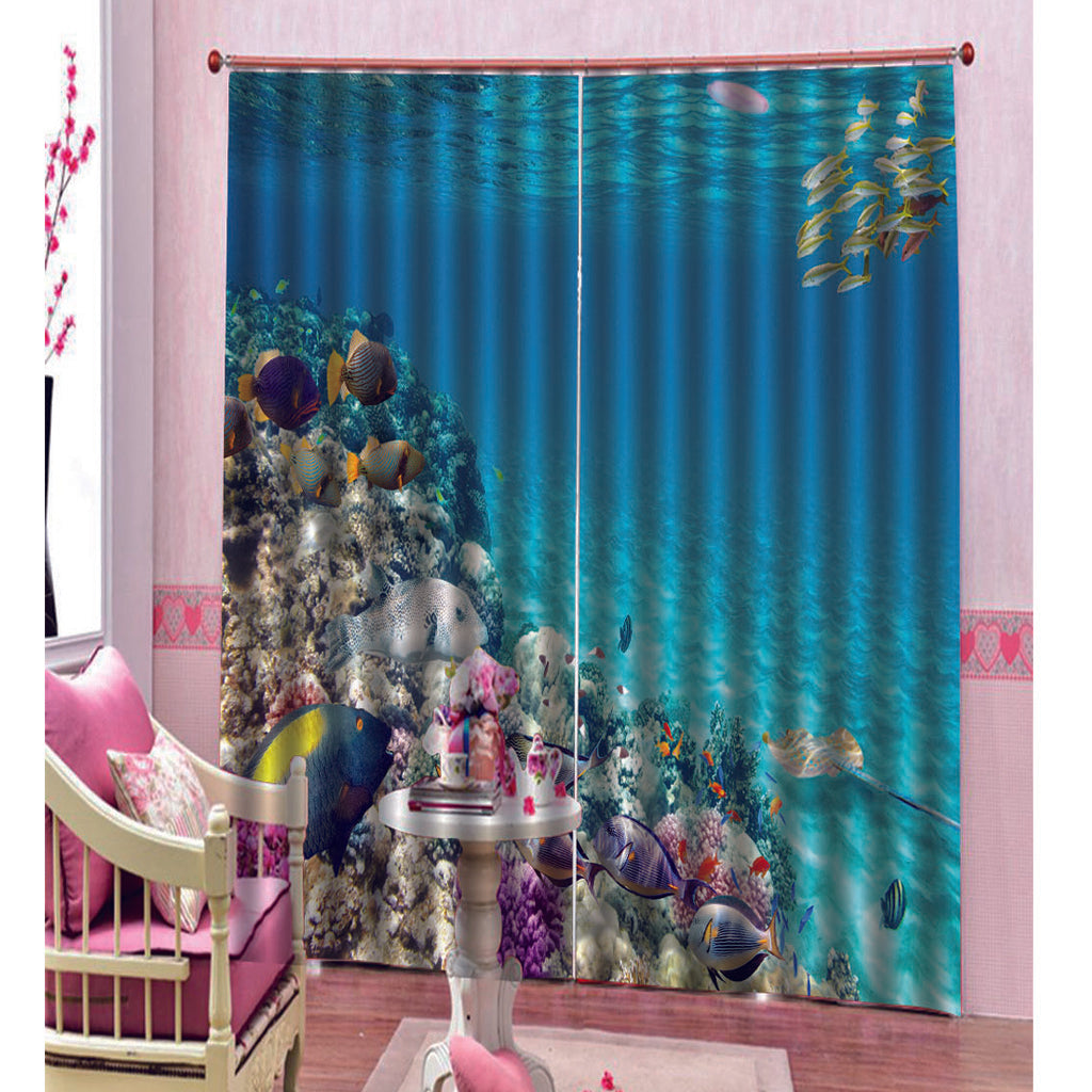 Sea World Digital Printing Thermal Insulated 3D Curtains Vine 140x100cm