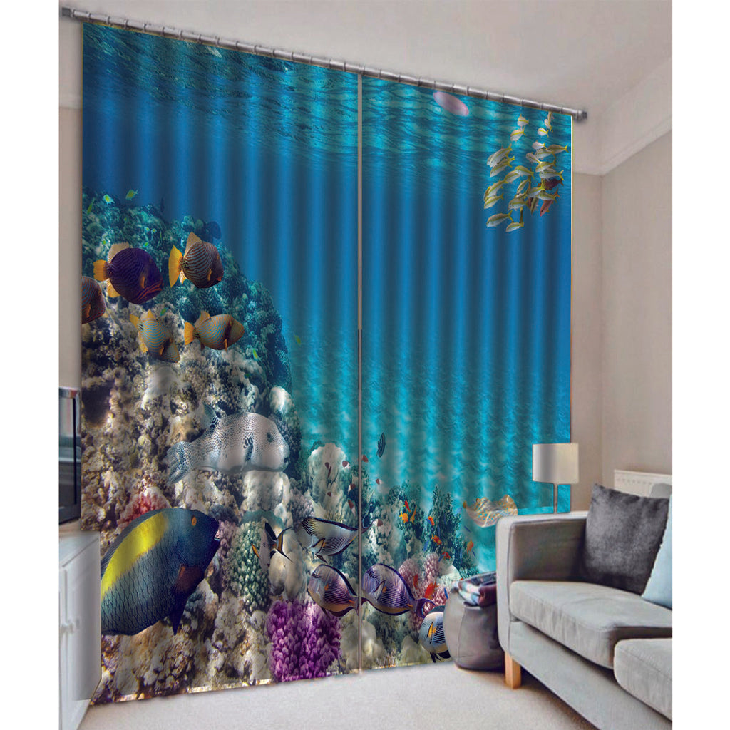 Sea World Digital Printing Thermal Insulated 3D Curtains Vine 140x100cm