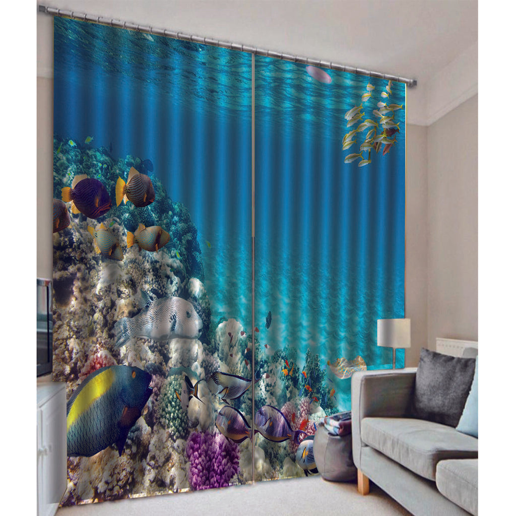 Sea World Digital Printing Thermal Insulated 3D Curtains Vine 140x100cm