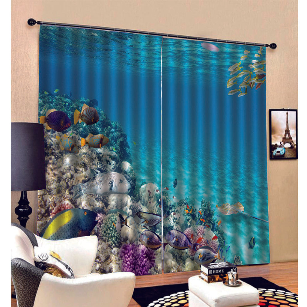 Sea World Digital Printing Thermal Insulated 3D Curtains Vine 140x100cm