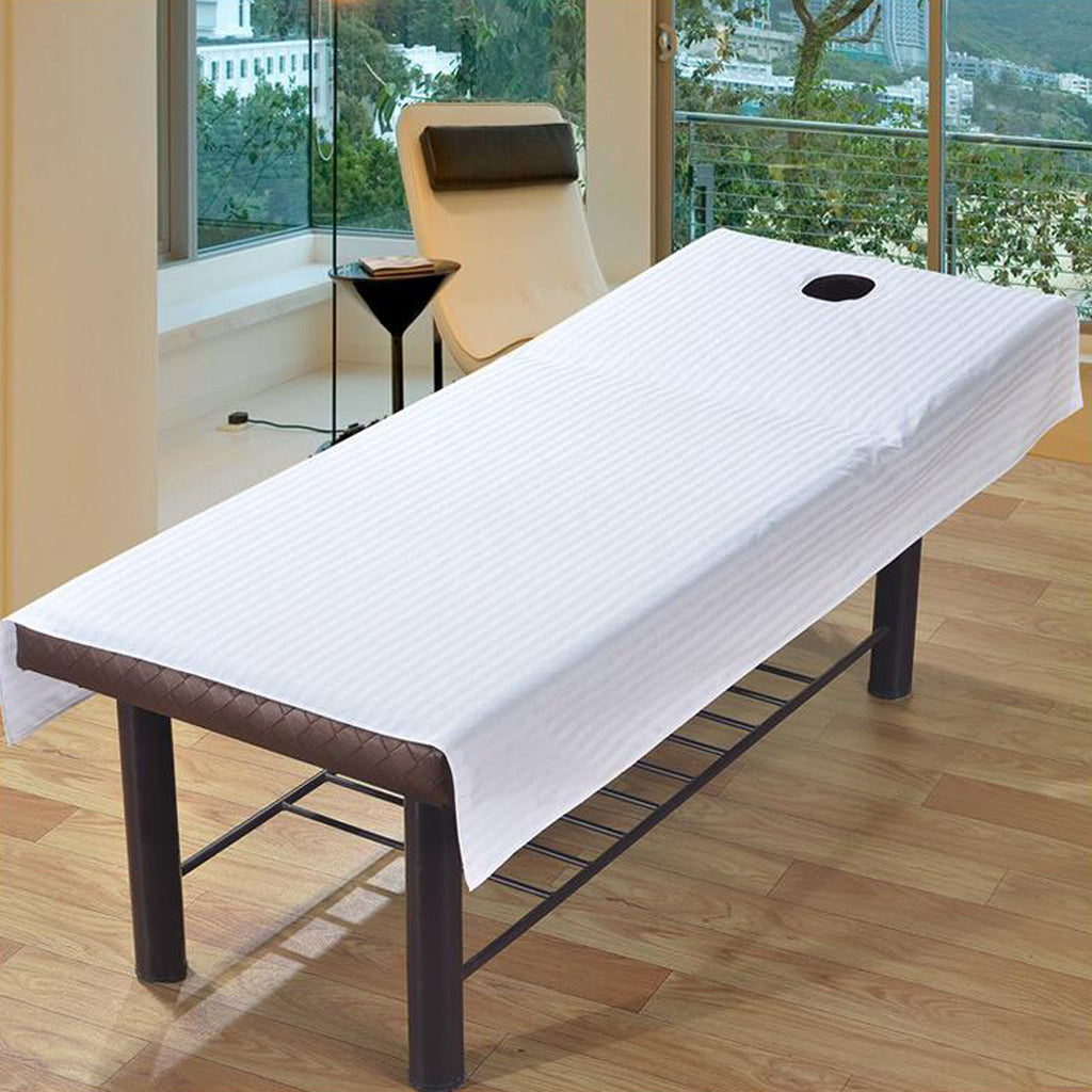 Universal SPA Massage Bed Sheet Cover White Color 80x190cm with Hole