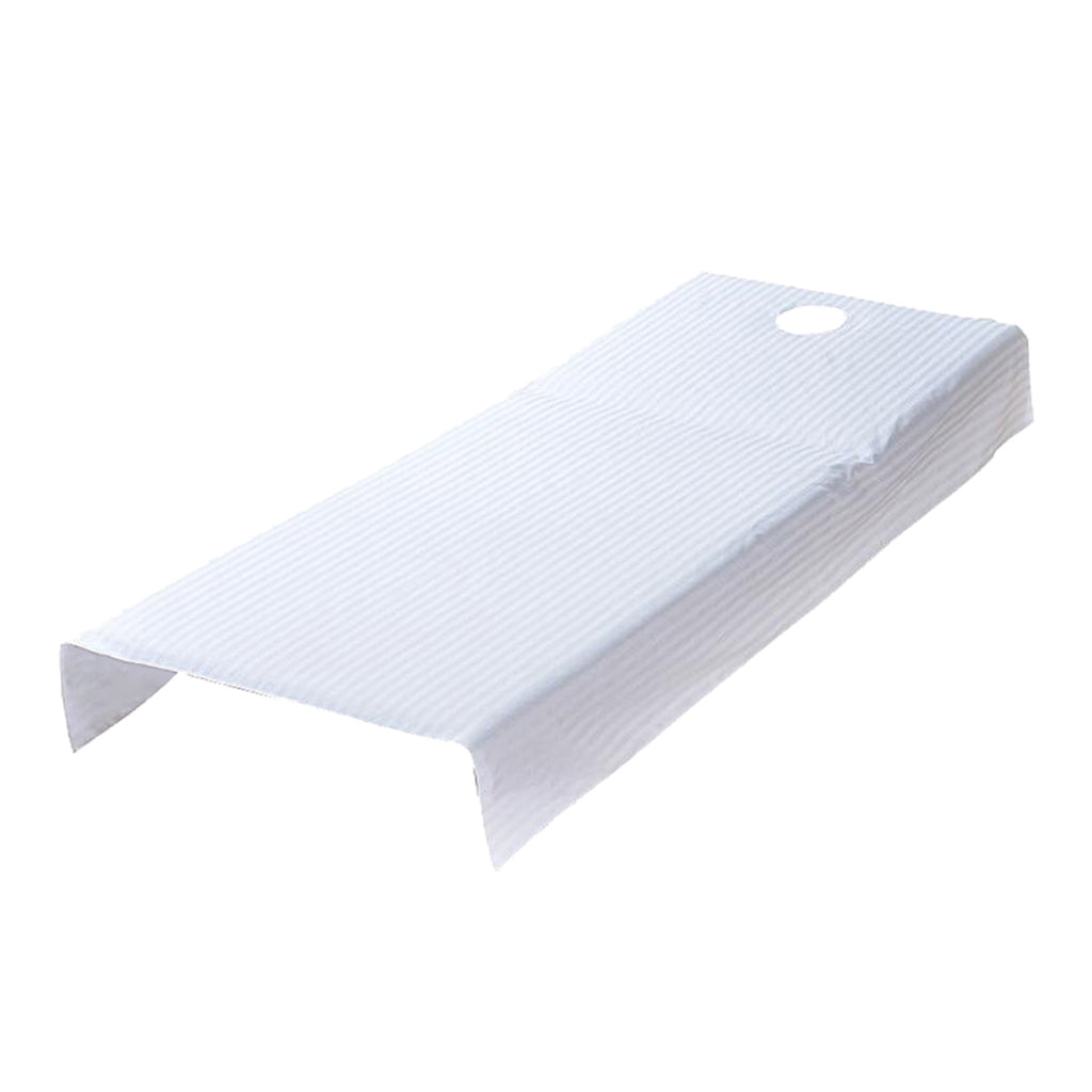 Universal SPA Massage Bed Sheet Cover White Color 80x190cm with Hole