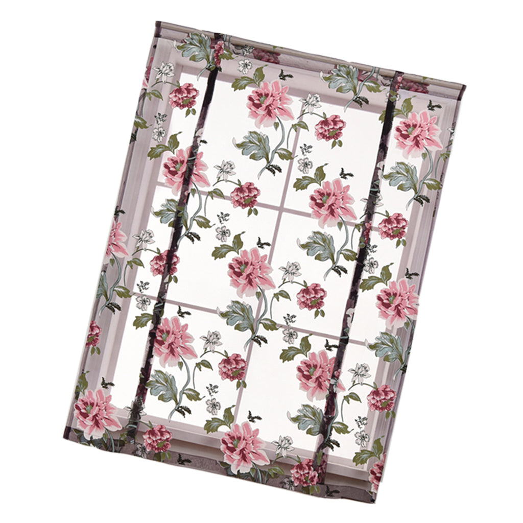 Peony Flower Purple Roman Curtain Kitchen Window Blinds Curtains  120 x120cm