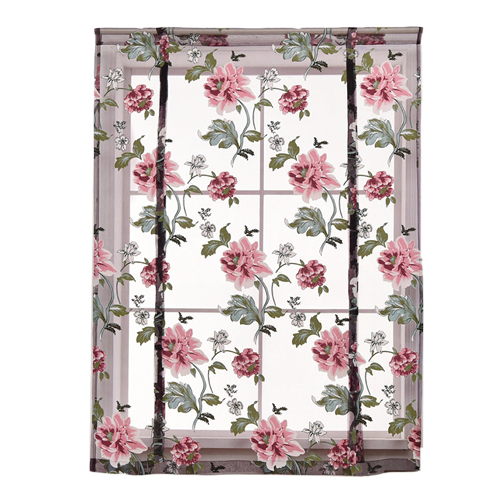 Peony Flower Purple Roman Curtain Kitchen Window Blinds Curtains  120 x120cm