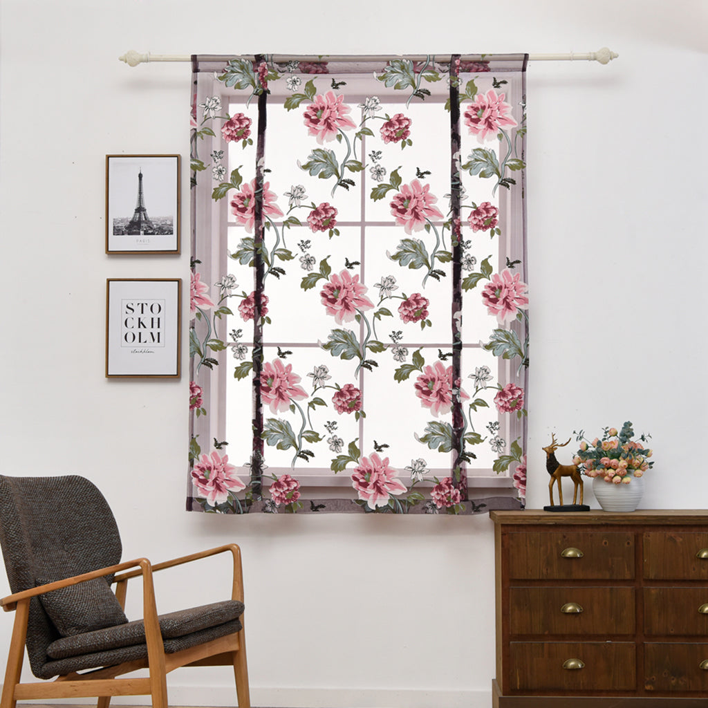 Peony Flower Purple Roman Curtain Kitchen Window Blinds Curtains  120 x120cm