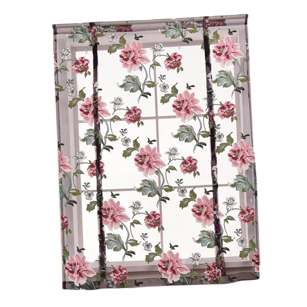 Peony Flower Purple Roman Curtain Kitchen Window Blinds Curtains  120 x120cm