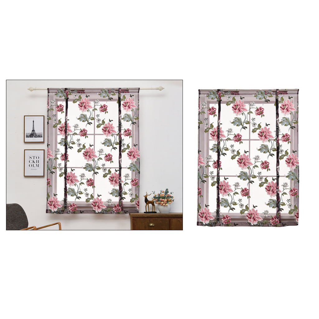 Peony Flower Purple Roman Curtain Kitchen Window Blinds Curtains  120 x120cm