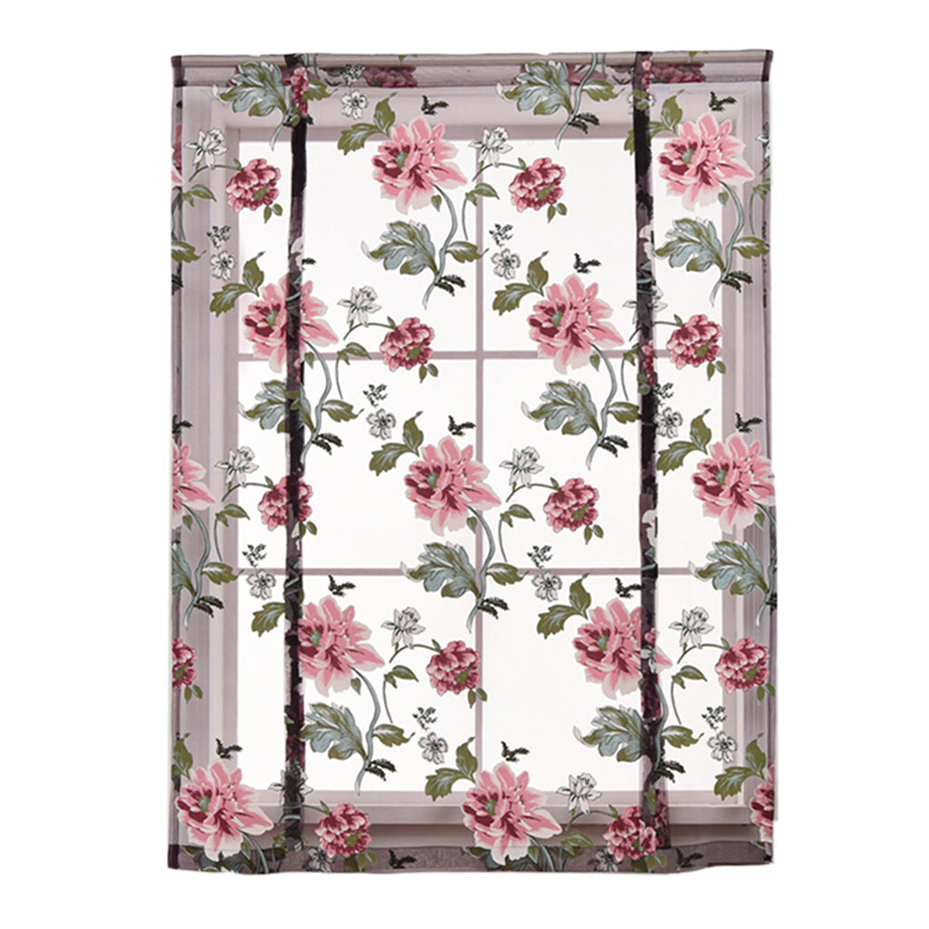 Peony Flower Purple Roman Curtain Kitchen Window Blinds Curtains  120 x120cm