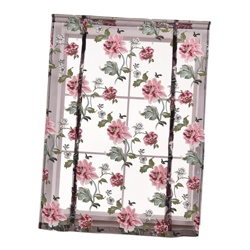 Peony Flower Purple Roman Curtain Kitchen Window Blinds Curtains  120 x120cm