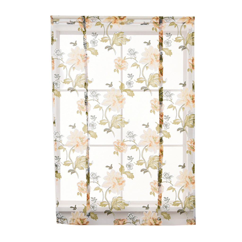 Peony Flower Roman Curtain Kitchen Window Blinds Curtains Yellow 60 x120cm