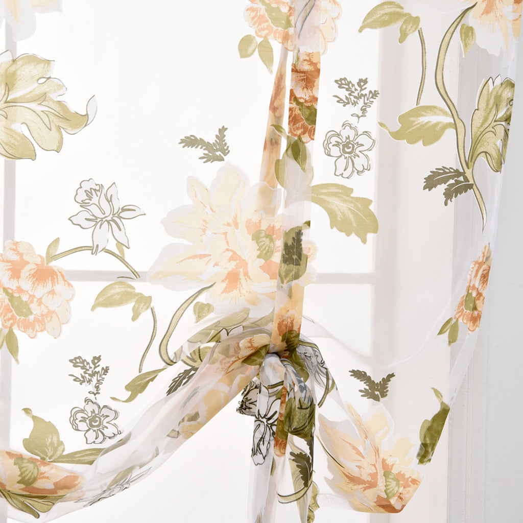 Peony Flower Roman Curtain Kitchen Window Blinds Curtains Yellow 100 x120cm