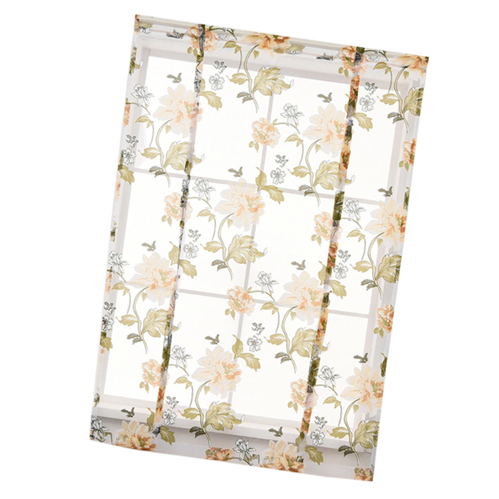 Peony Flower Roman Curtain Kitchen Window Blinds Curtains Yellow 100 x120cm