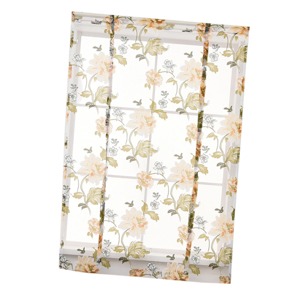 Peony Flower Roman Curtain Kitchen Window Blinds Curtains Yellow 100 x120cm