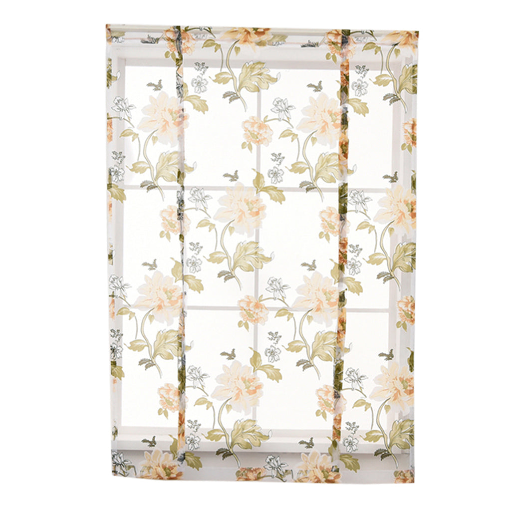 Peony Flower Roman Curtain Kitchen Window Blinds Curtains Yellow 100 x120cm