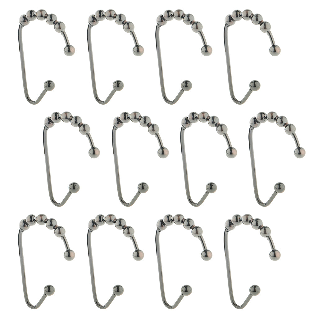 12 PCS Bathroom Stainless Steel Shower Curtain Hooks Rings Bronze