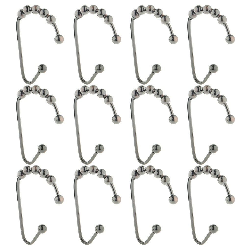 12 PCS Bathroom Stainless Steel Shower Curtain Hooks Rings Bronze