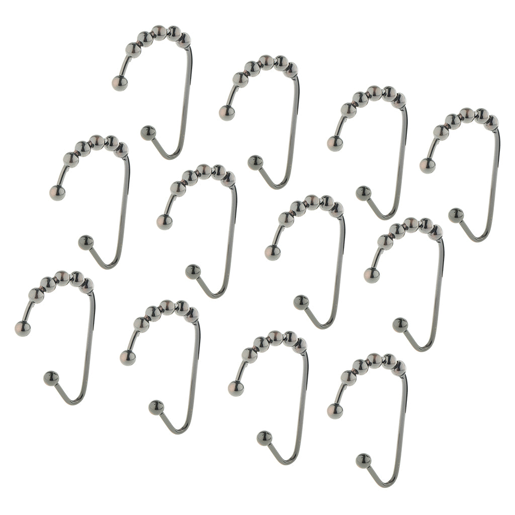 12 PCS Bathroom Stainless Steel Shower Curtain Hooks Rings Bronze