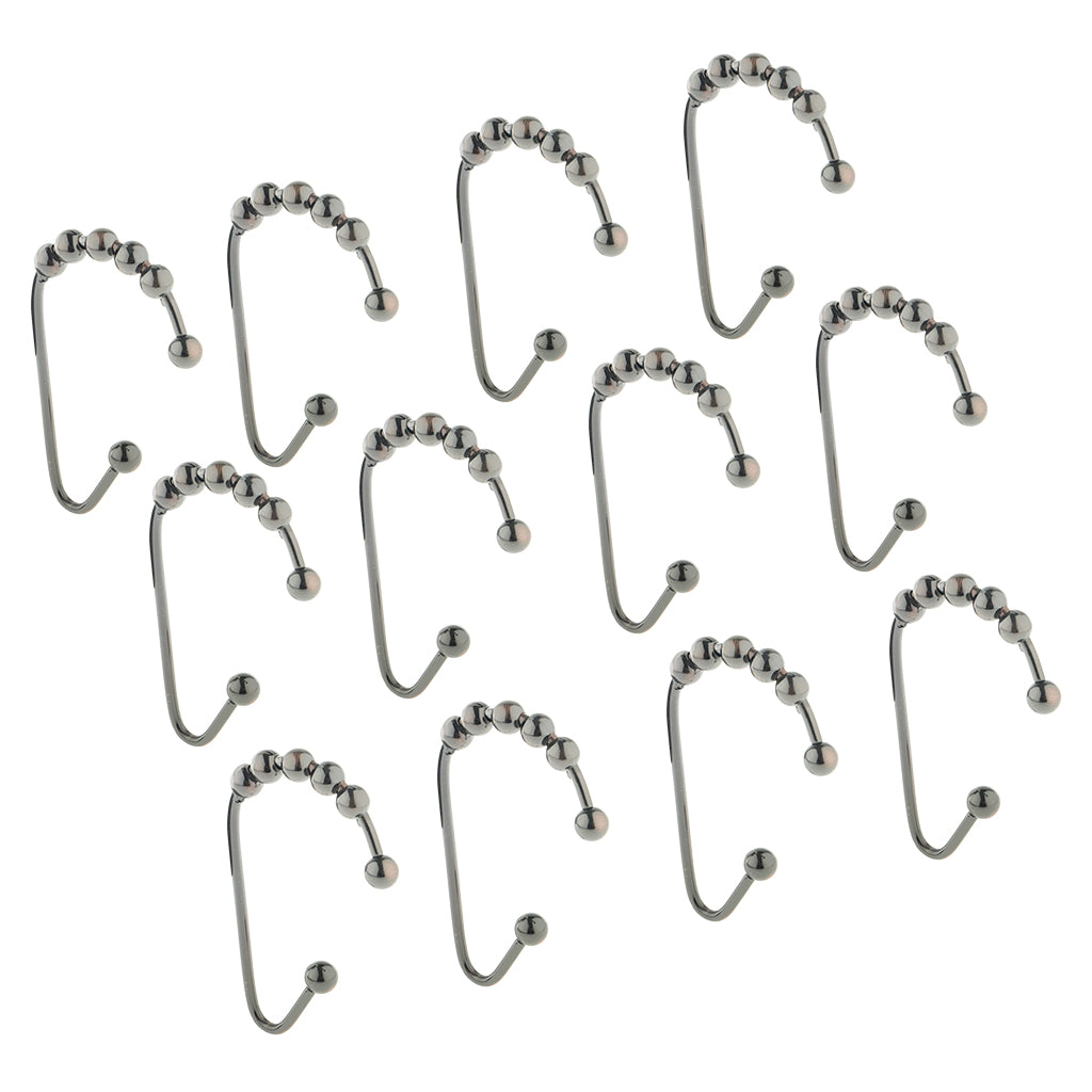 12 PCS Bathroom Stainless Steel Shower Curtain Hooks Rings Bronze