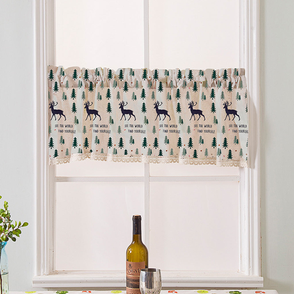 Cafe Window Curtain Semi-Sheer Kitchen Curtain Tier Elk - 137x91cm