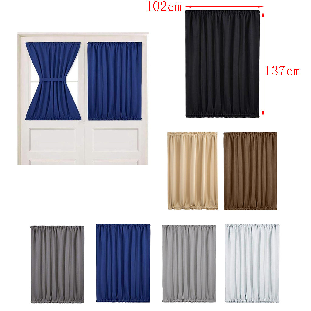 Light Reducing Thermal Insulated French Glass Door Curtain Panel  Dark Blue