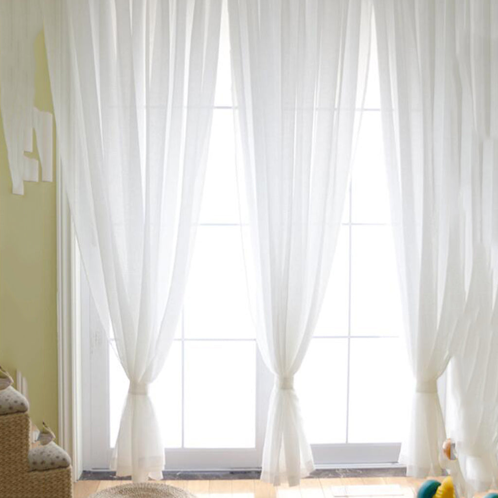 Kitchen Curtain Sheer Door Window Voile White - 132x213cm