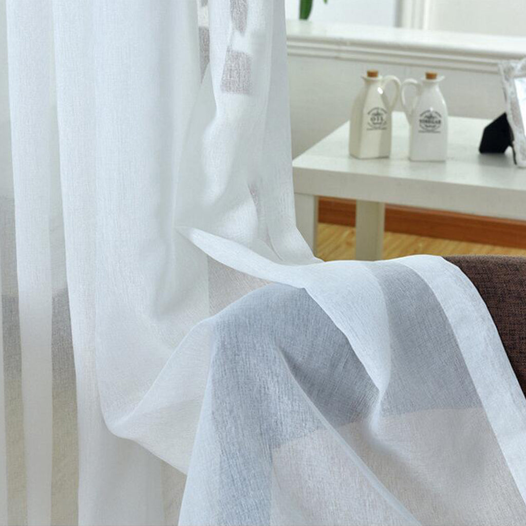 Kitchen Curtain Sheer Door Window Voile White - 132x213cm