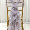 Chiffon Hoods With Ruffles Decor Chair Cover for Wedding Special Events Gray