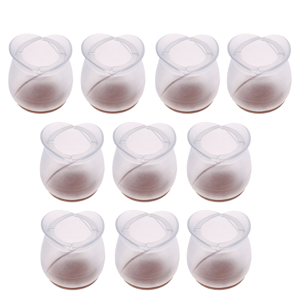 10 Pieces Clear Chair Leg Floor Protectors Furniture Pads Round Leg 52-58mm