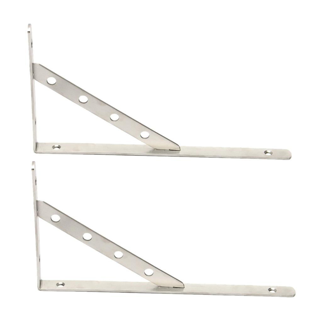 2Pieces Stainless Steel Wall Shelf Bracket Support L Shaped 12 inches