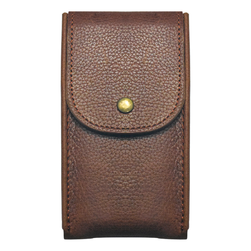 PU Leather Watch Pouch Pocket Watch Storage Case with Snap Button Brown