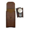 PU Leather Watch Pouch Pocket Watch Storage Case with Snap Button Brown