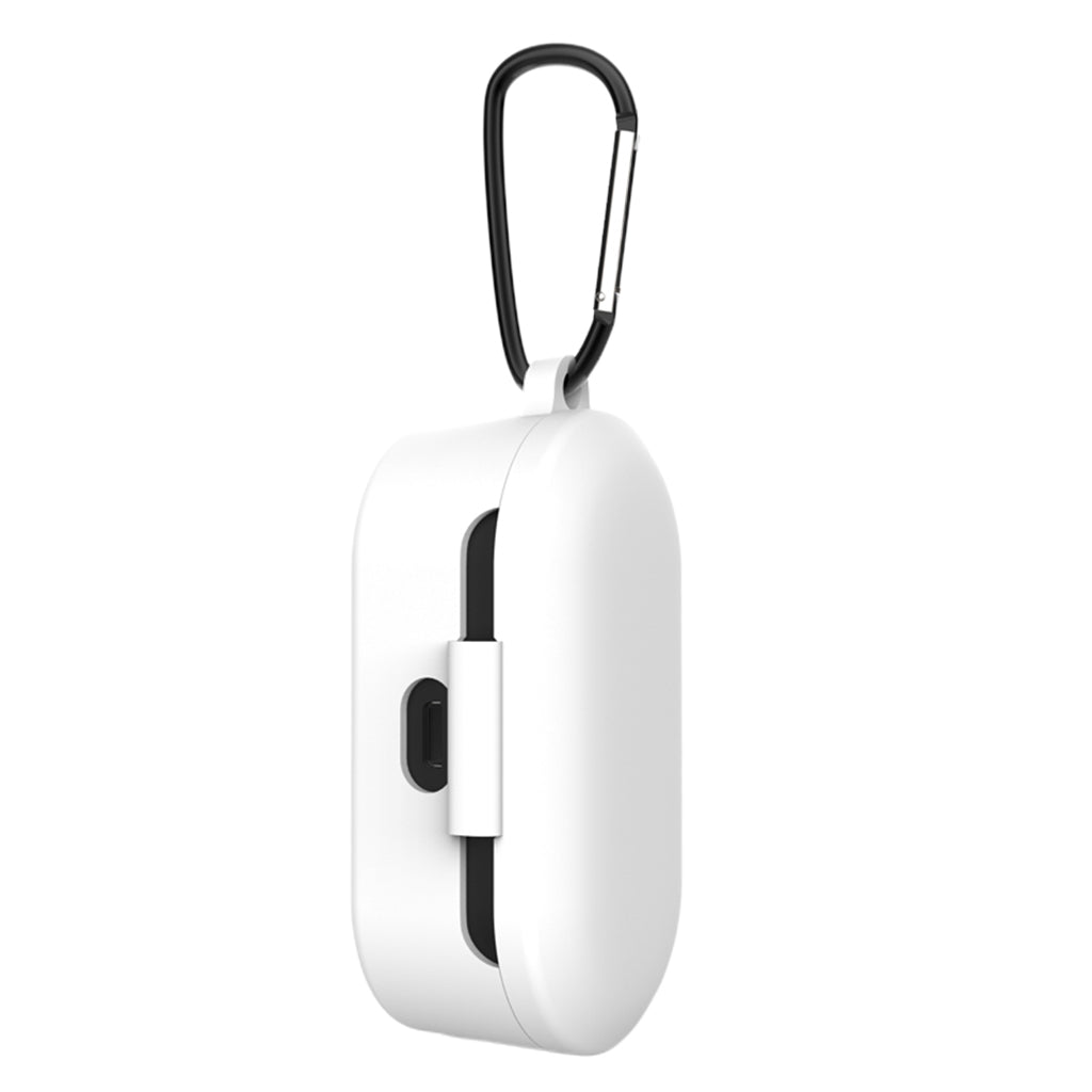 For QCY T1S/QS2 Earbuds Cover Bluetooth Earphone Case Cover Protective Case Arctic White+anti-lost buckle